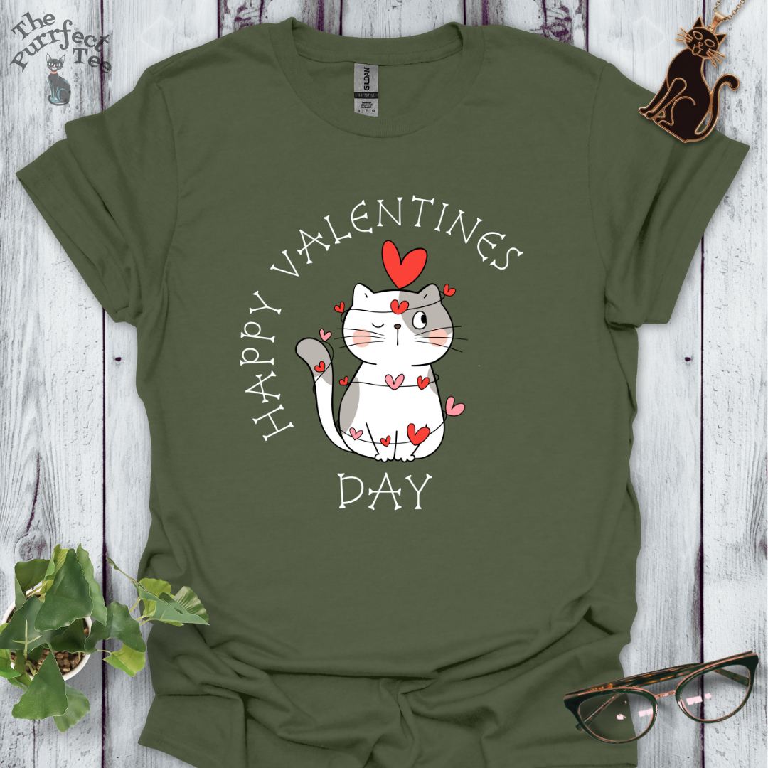 Happy Valentine's Day cat with heart