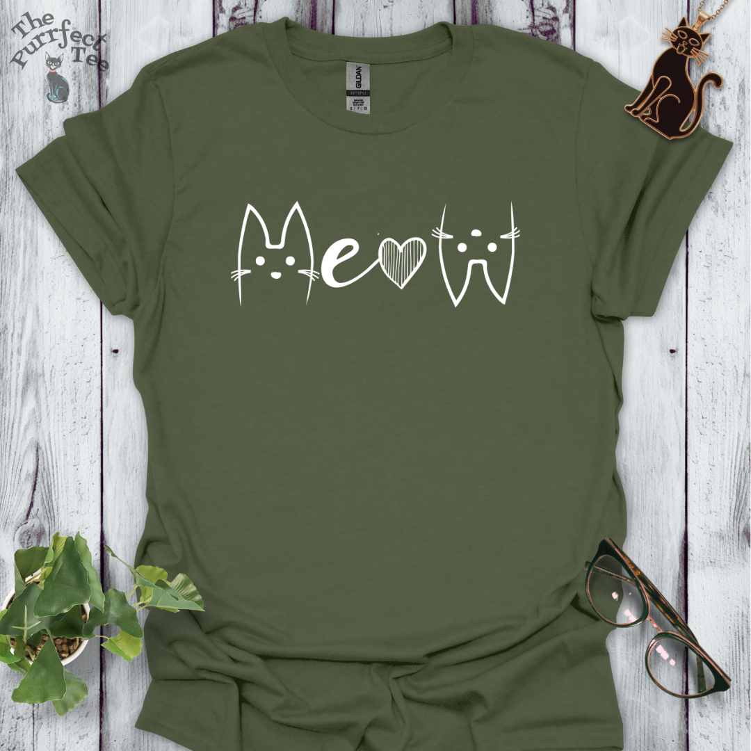 Meow white/black cat t-shirt