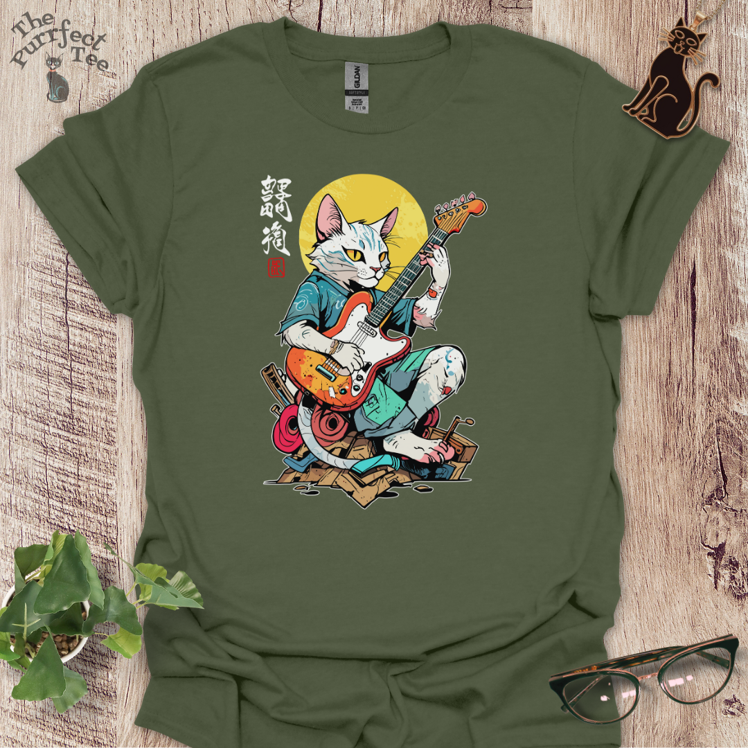 Cat playing guitar 1 t-shirt