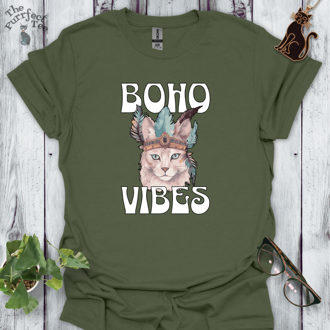 Boho vibes crown cat t-shirt
