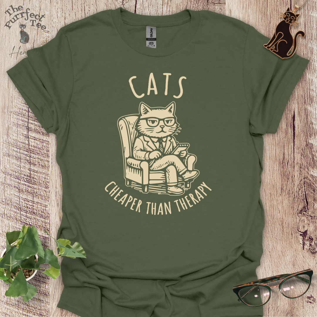 Cats cheaper than therapy cat t-shirt
