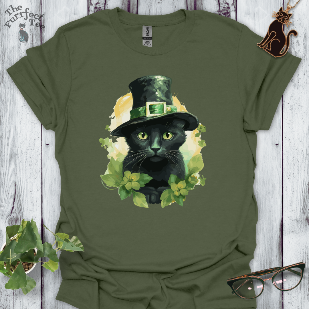 St. Patrick's Day black cat t-shirt