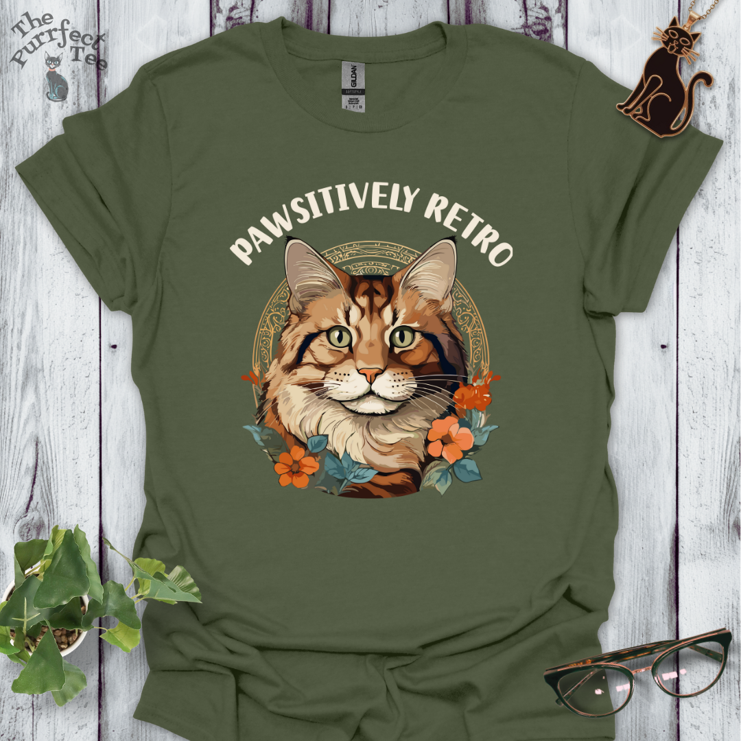 Pawsitively retro - cat and flowers