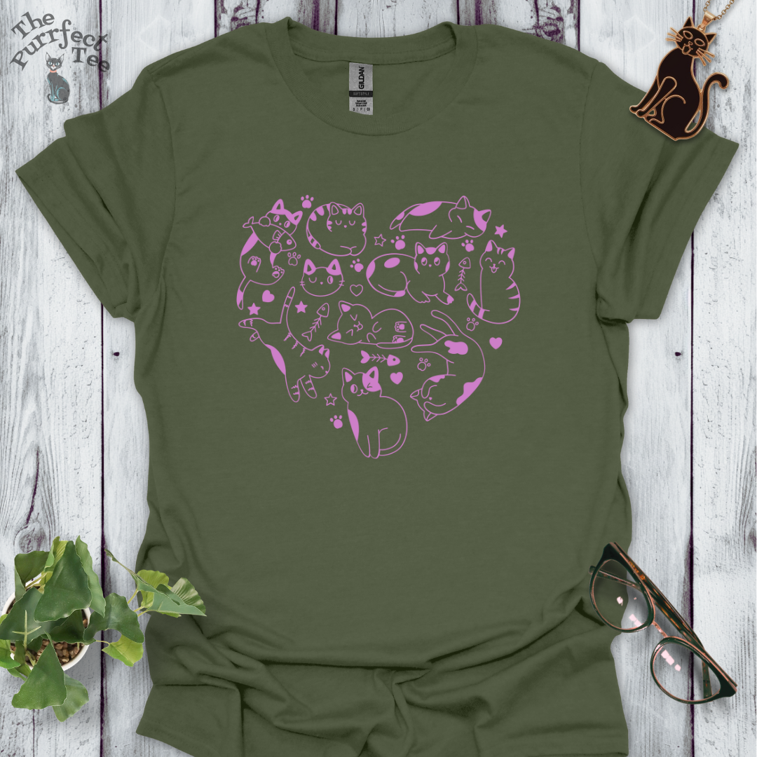 Cats making a heart pink