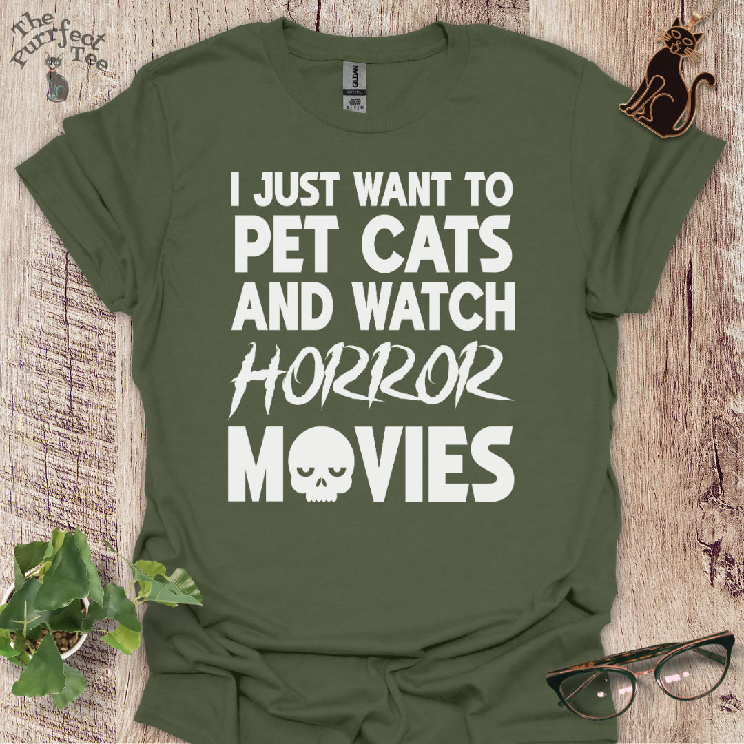 Horror movies and cats t-shirt