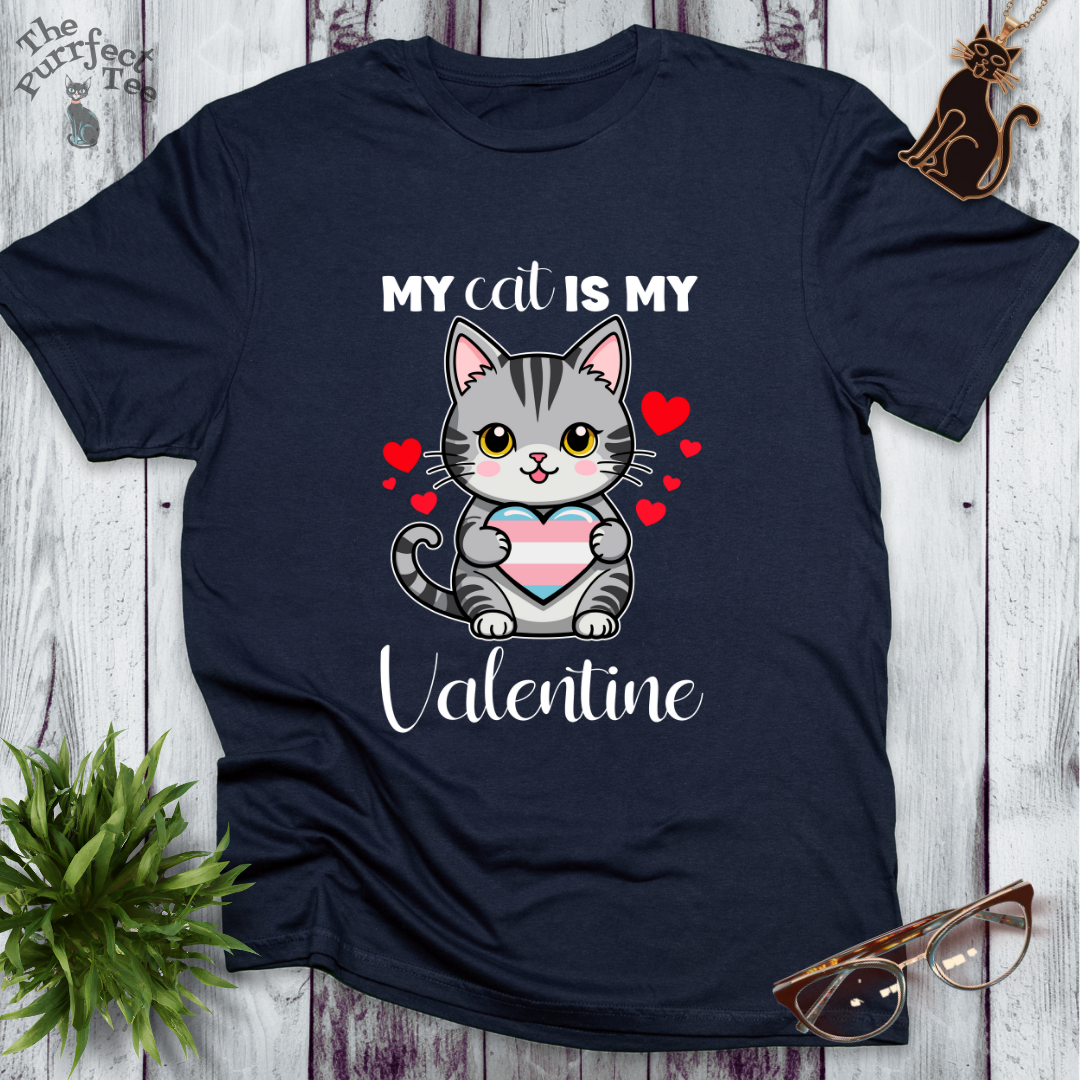 My cat is my valentine - trans heart