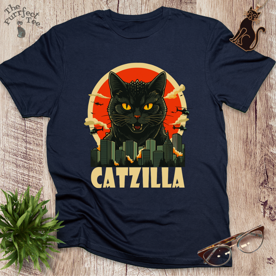 Catzilla black cat t-shirt