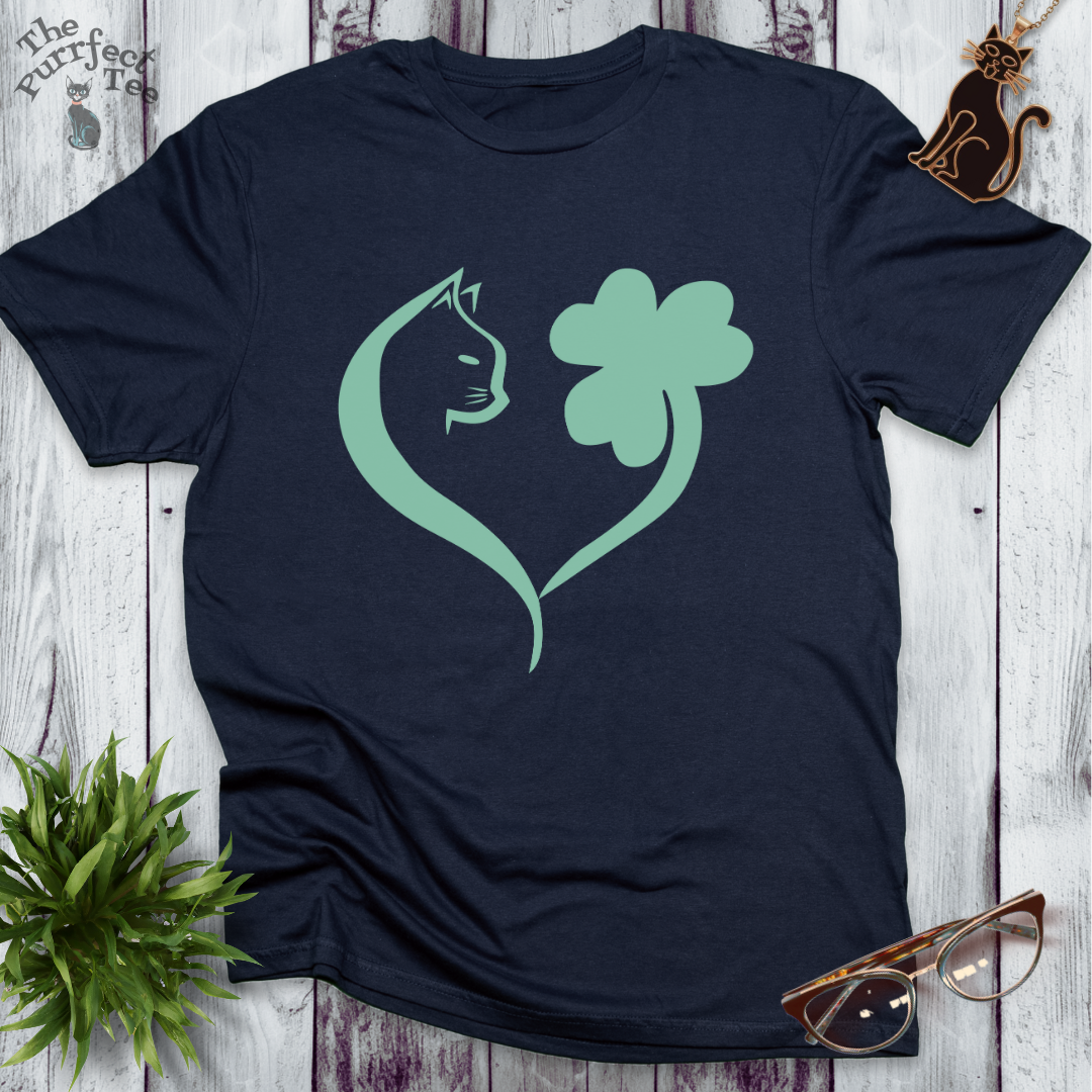 Cat shamrock heart t-shirt