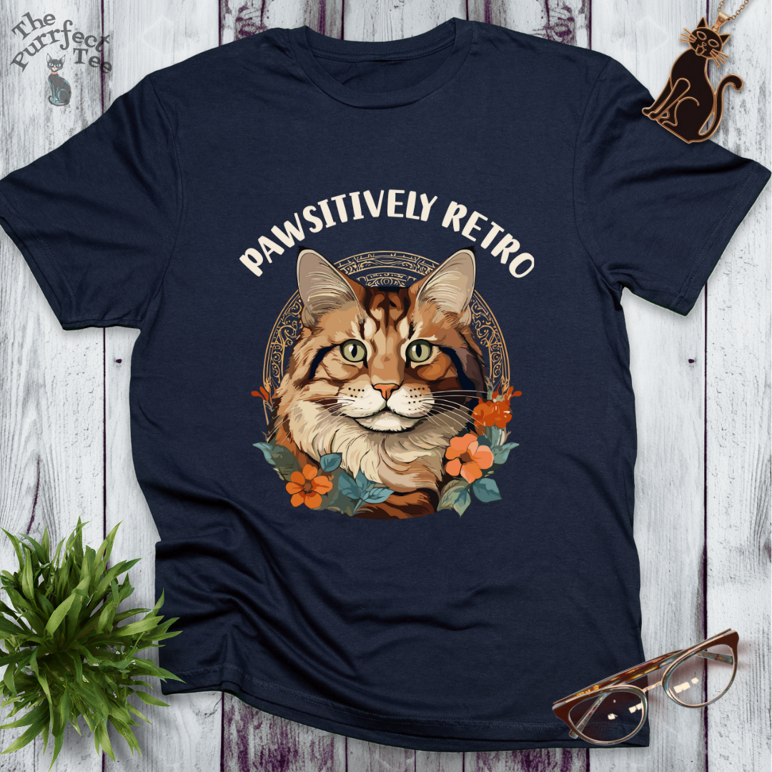 Pawsitively retro - cat and flowers
