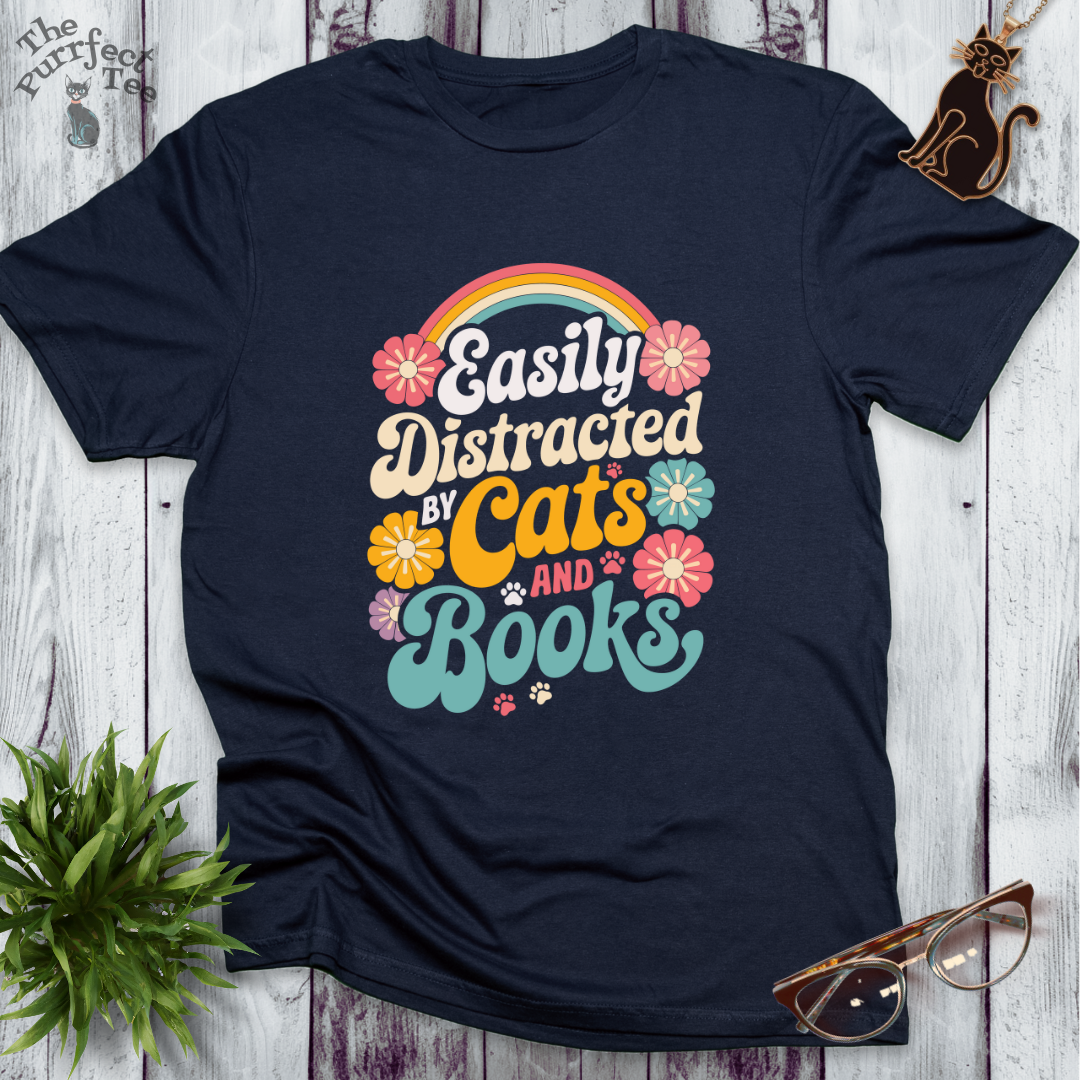 Easily distracted by books and cats
