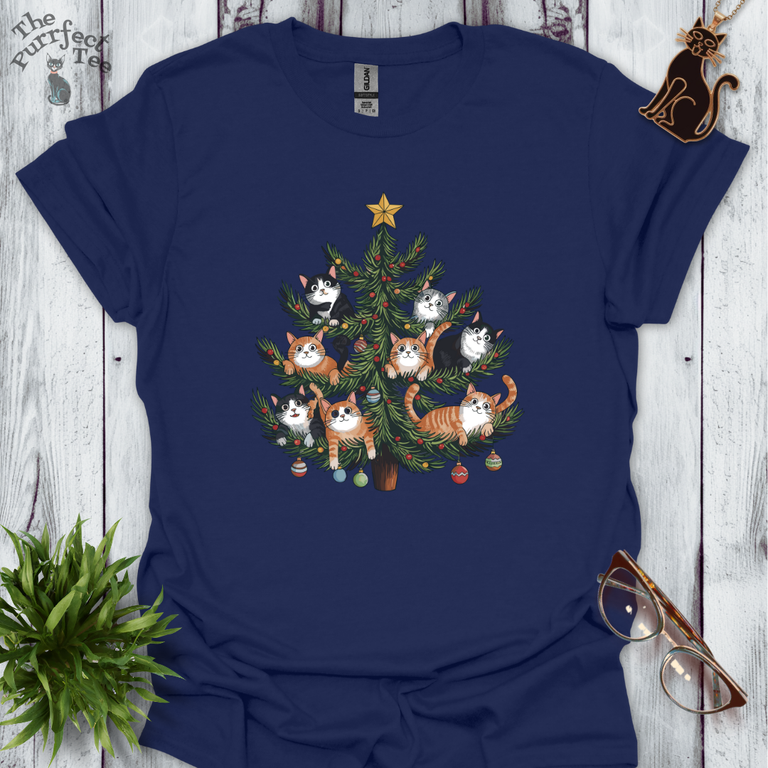 Cat Christmas tree cat t-shirt