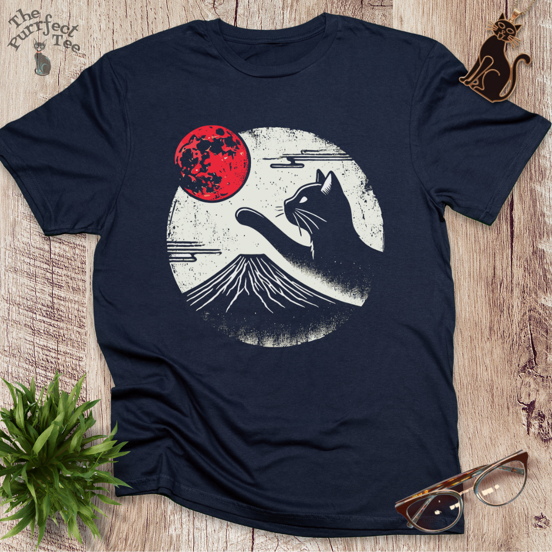 Red moon and black cat t-shirt