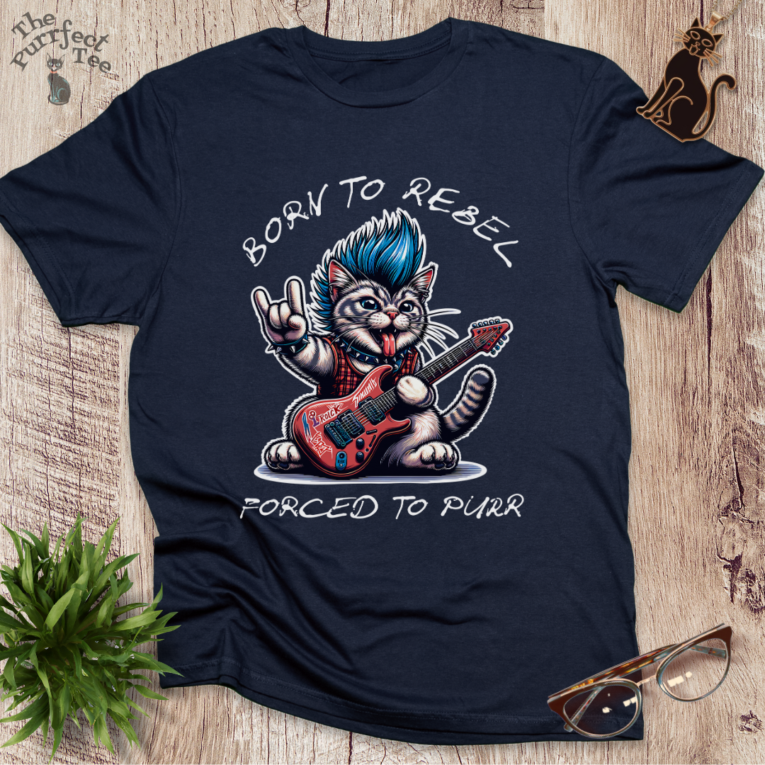 Born to rebel cat t-shirt