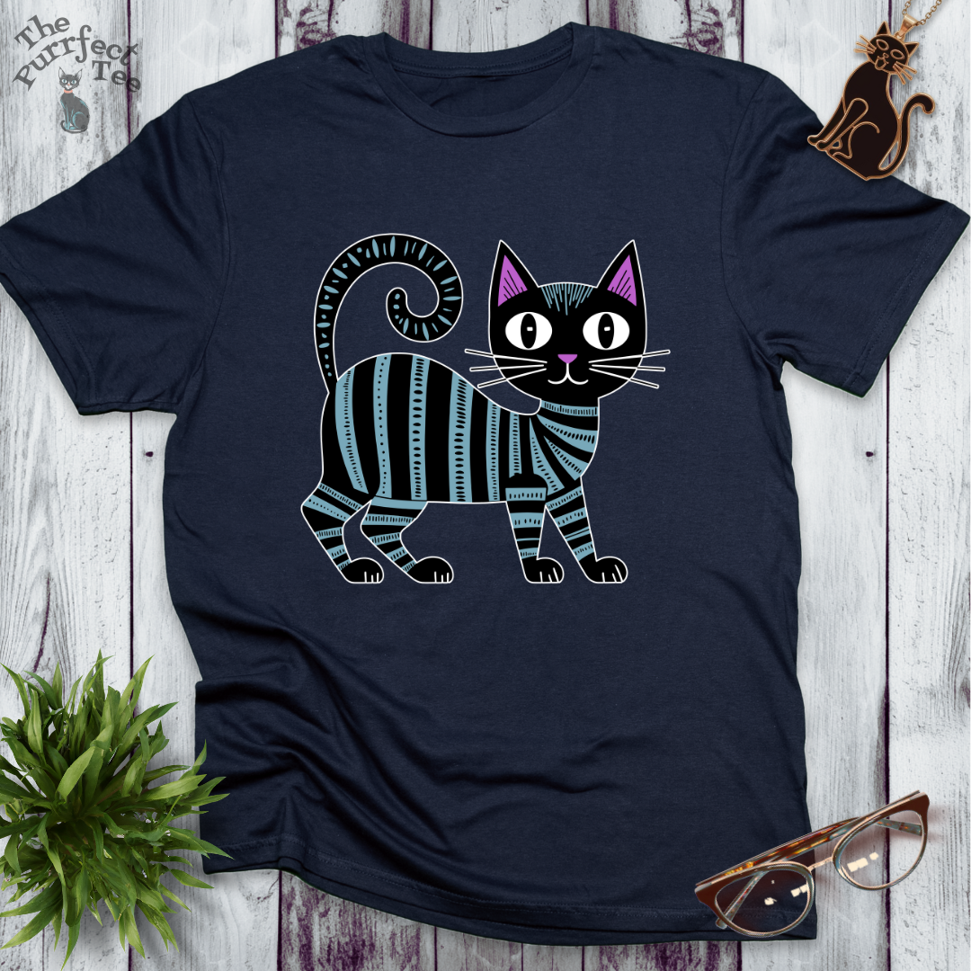Folk cat striped blue