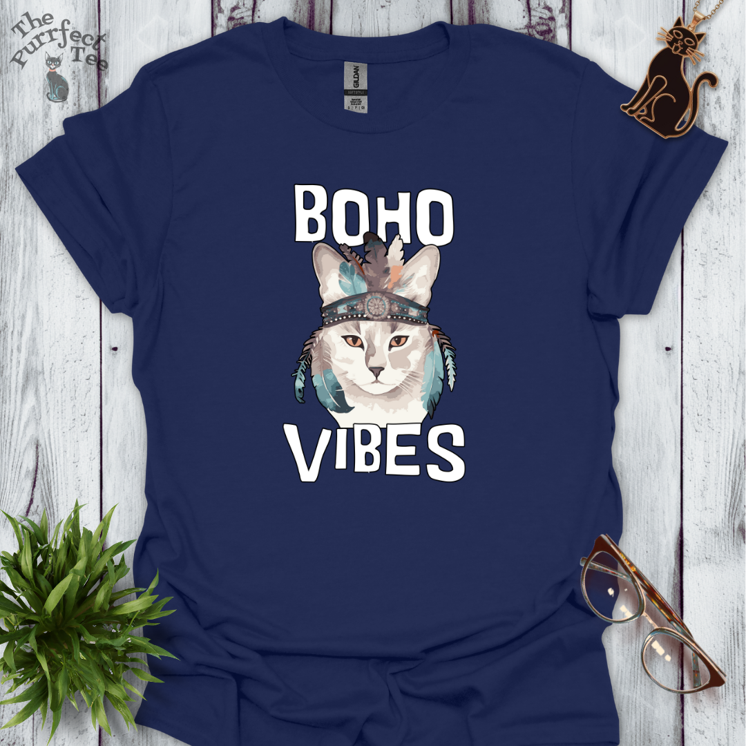 Boho vibes headband cat t-shirt