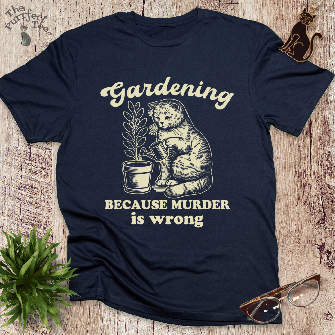 Gardening because cat t-shirt