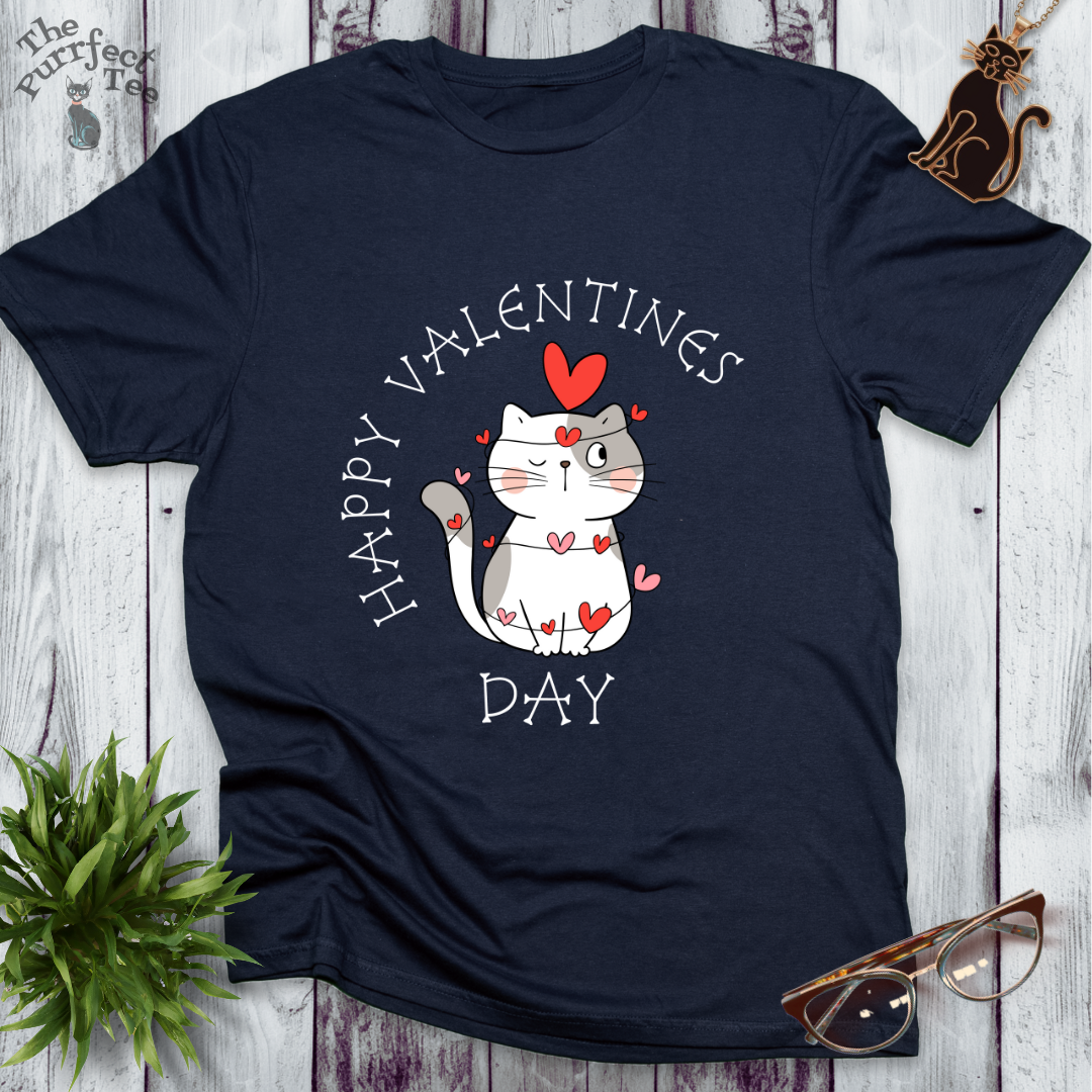 Happy Valentine's Day cat with heart