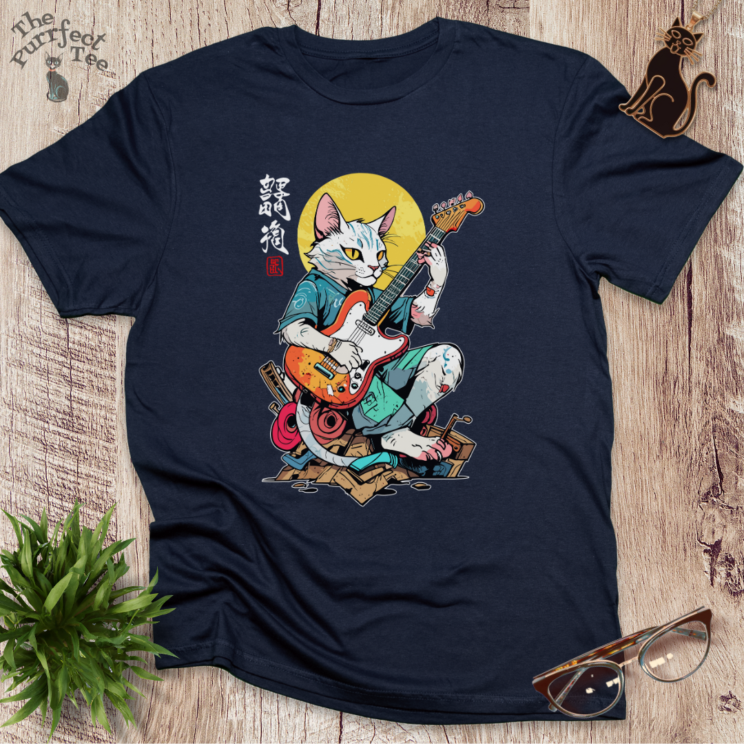 Cat playing guitar 1 t-shirt
