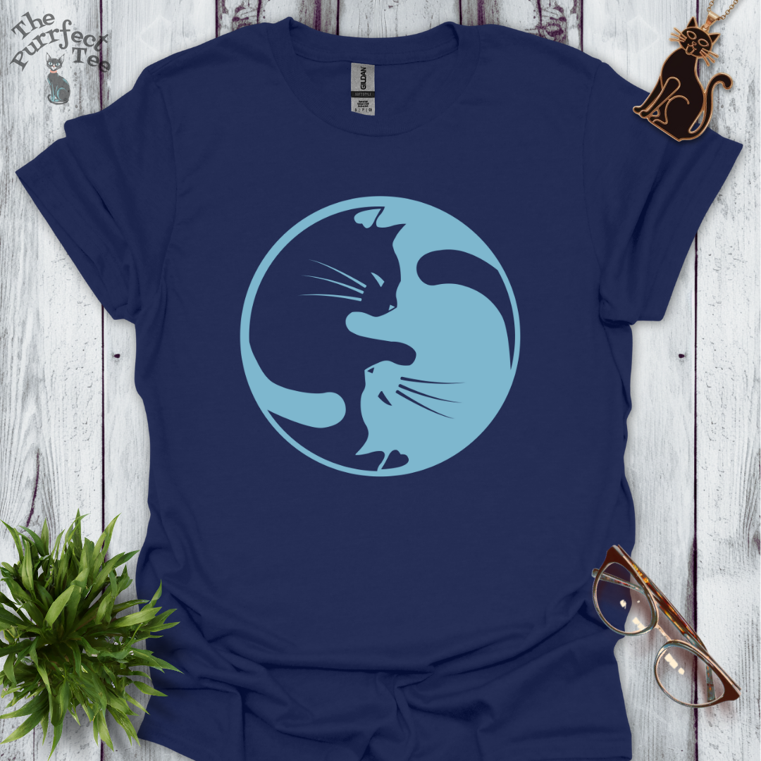 Cat yin yang blue
