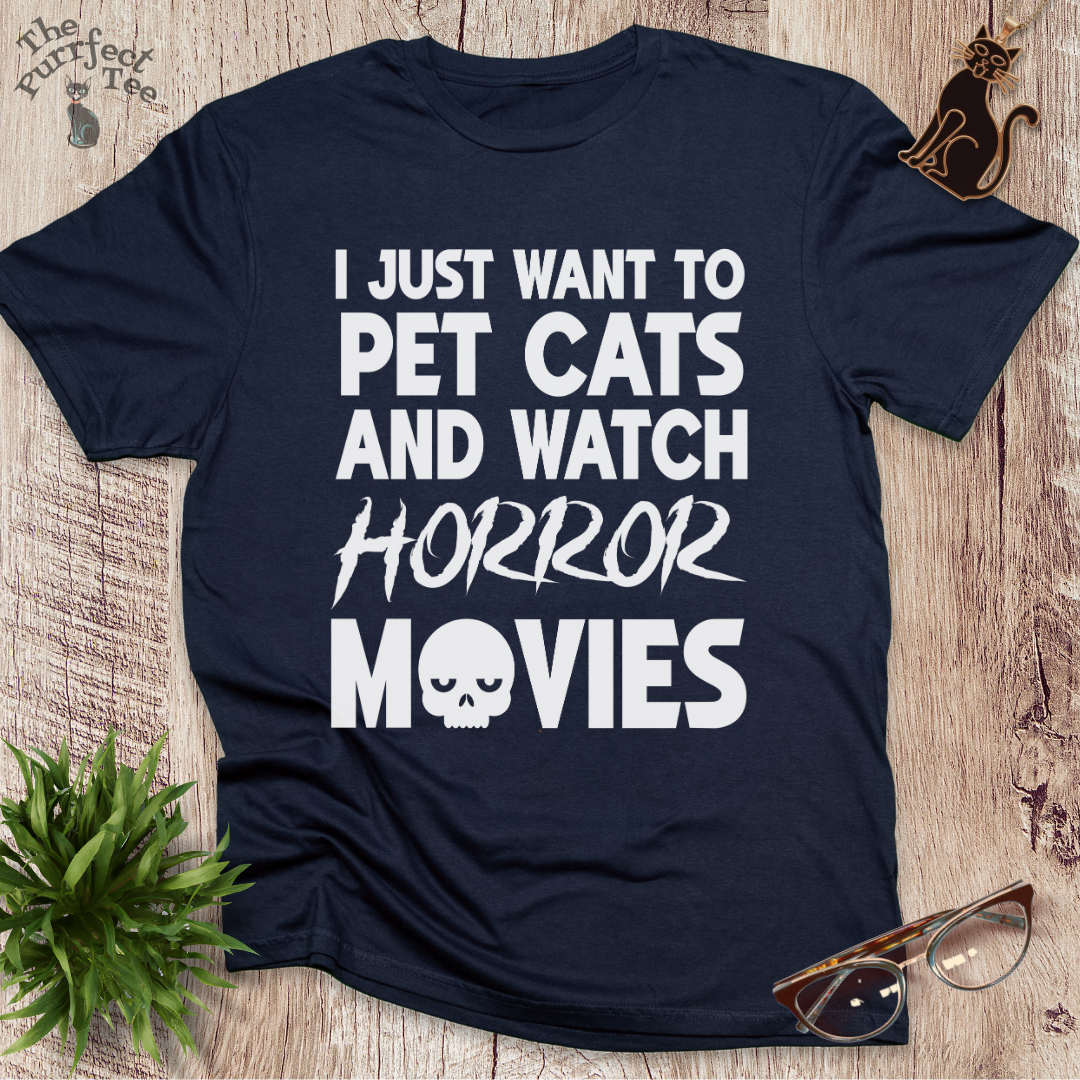 Horror movies and cats t-shirt