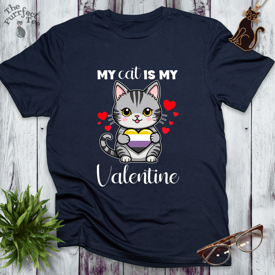 My cat is my valentine - non-binary heart