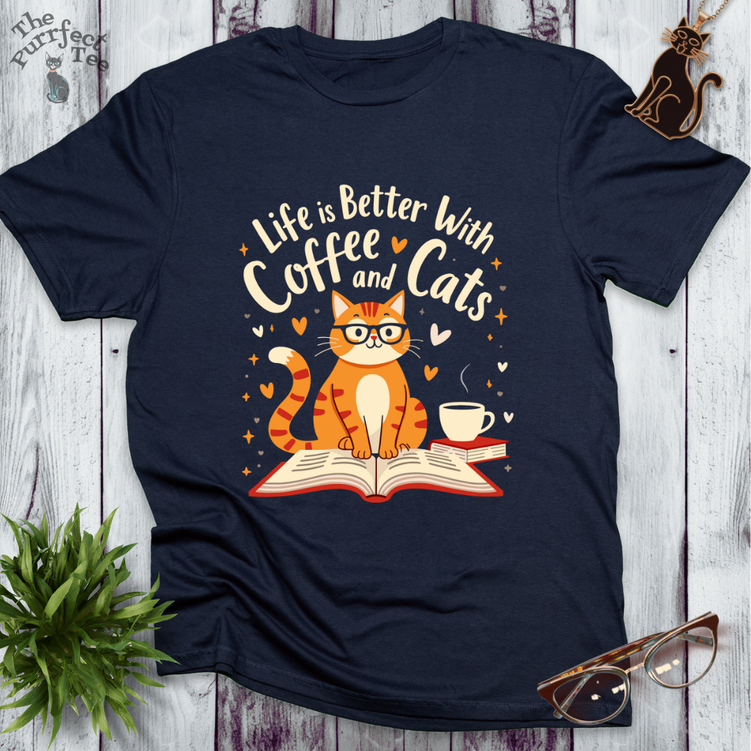 Life is better with books coffee and cats - ginger cat