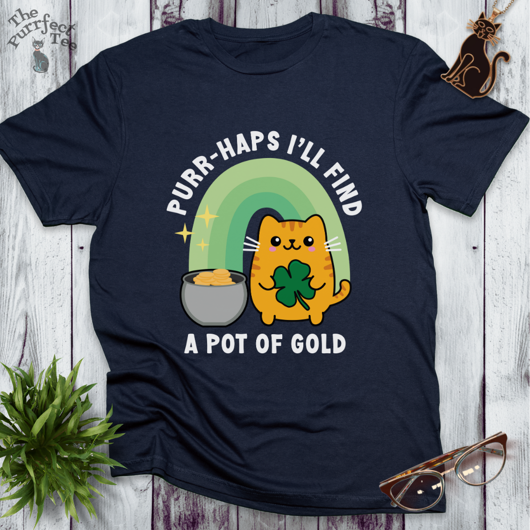 Cat with pot of gold t-shirt