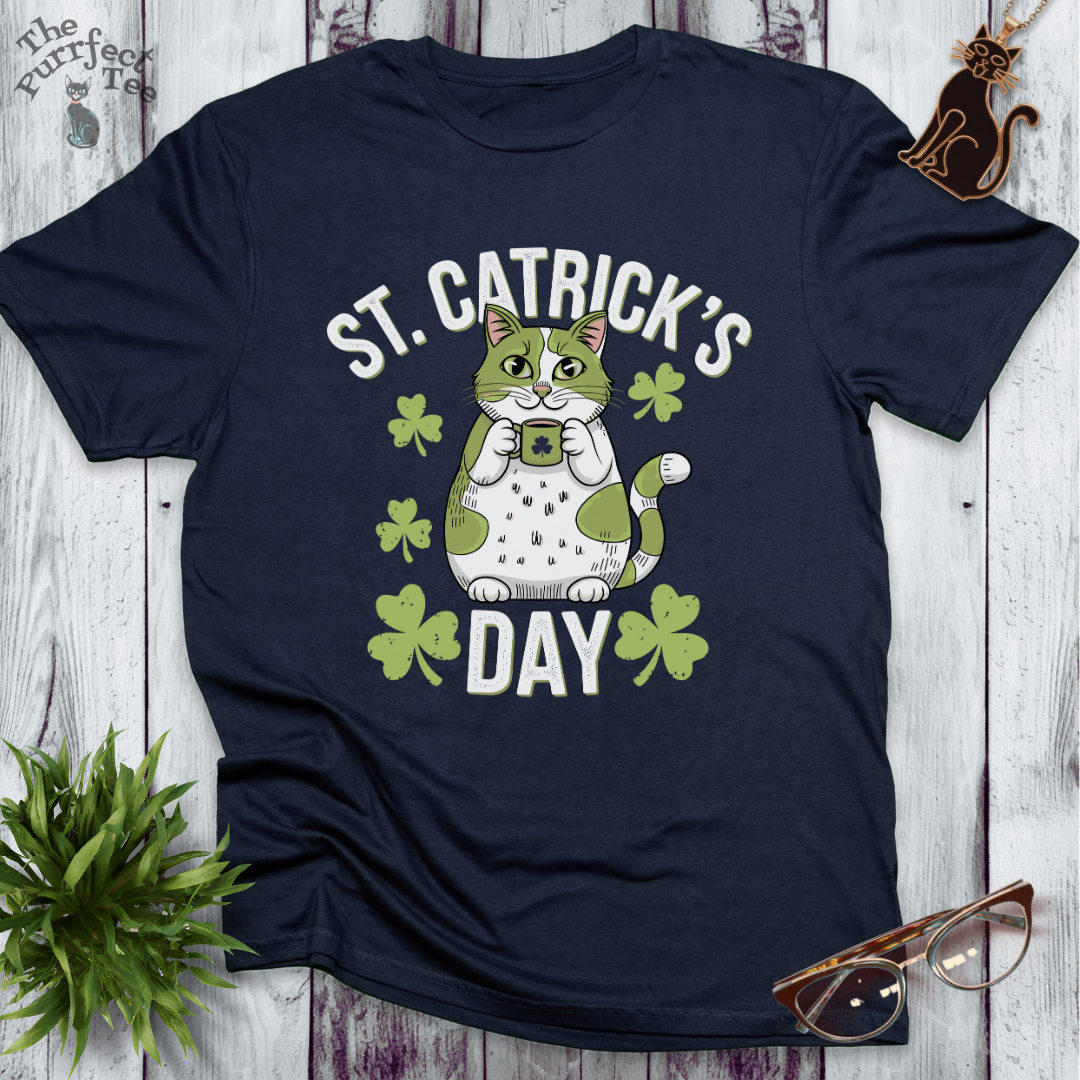 St Catrick's Day with mug cat t-shirt