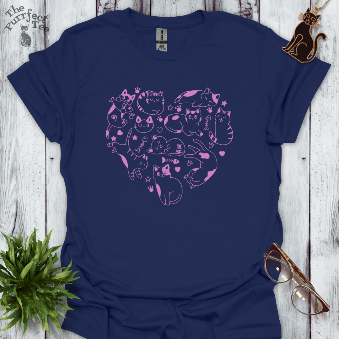 Cats making a heart pink