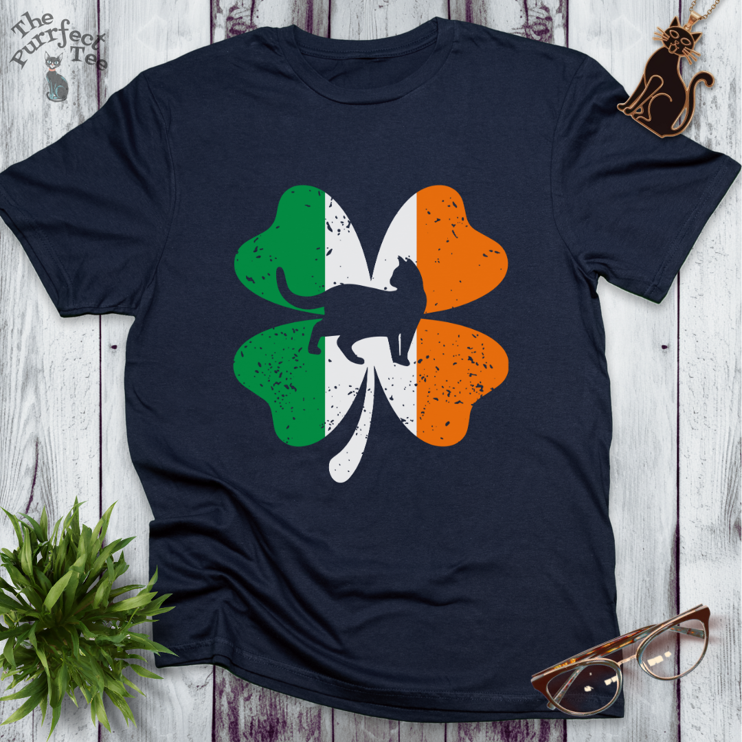 Irish flag shamrock cat t-shirt