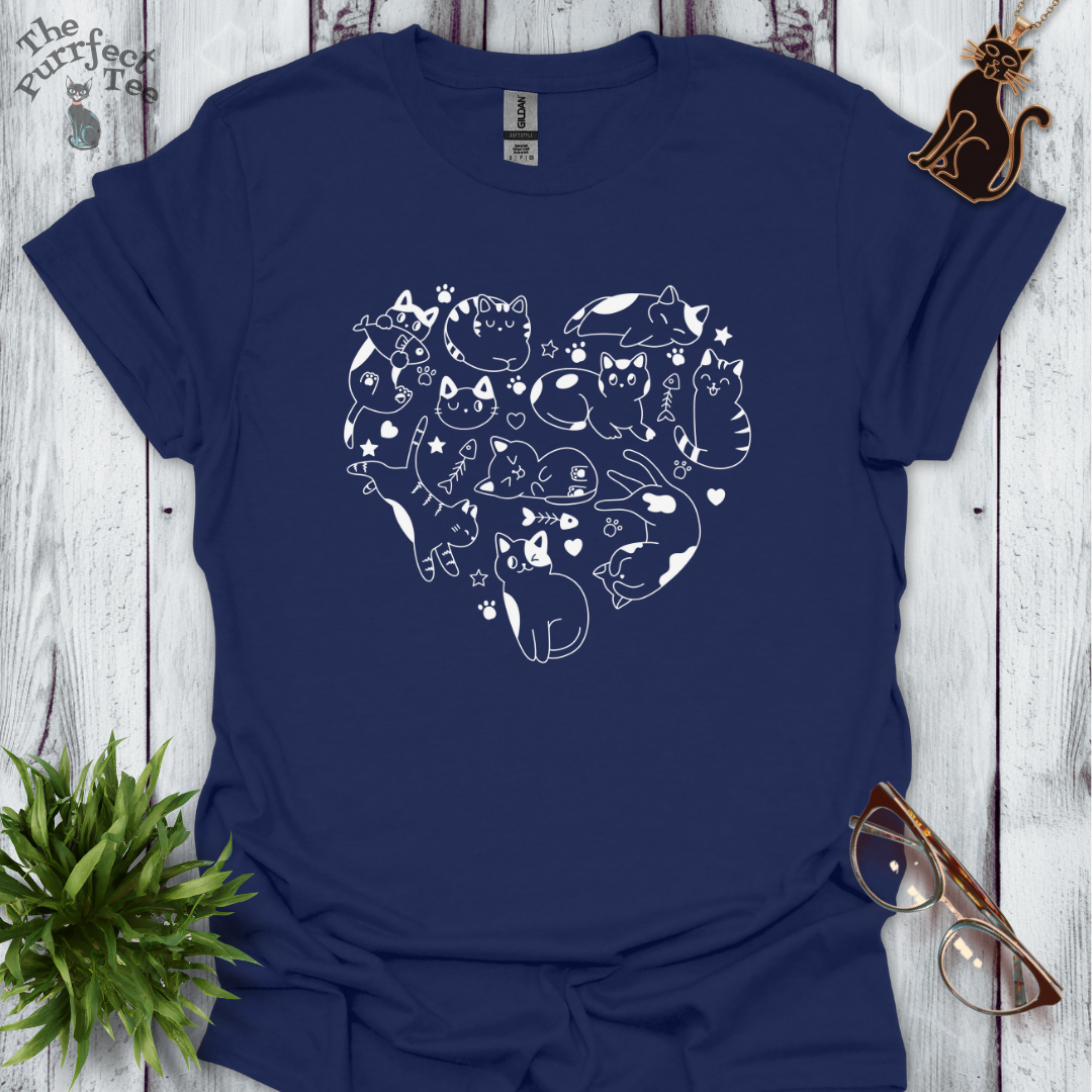 Cats making a heart white/black