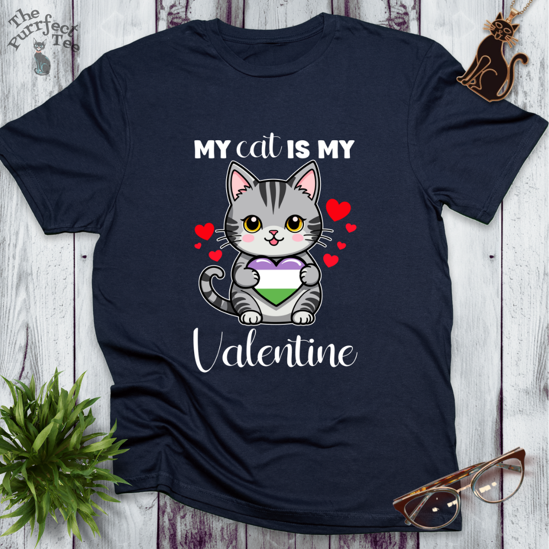My cat is my valentine - genderqueer heart