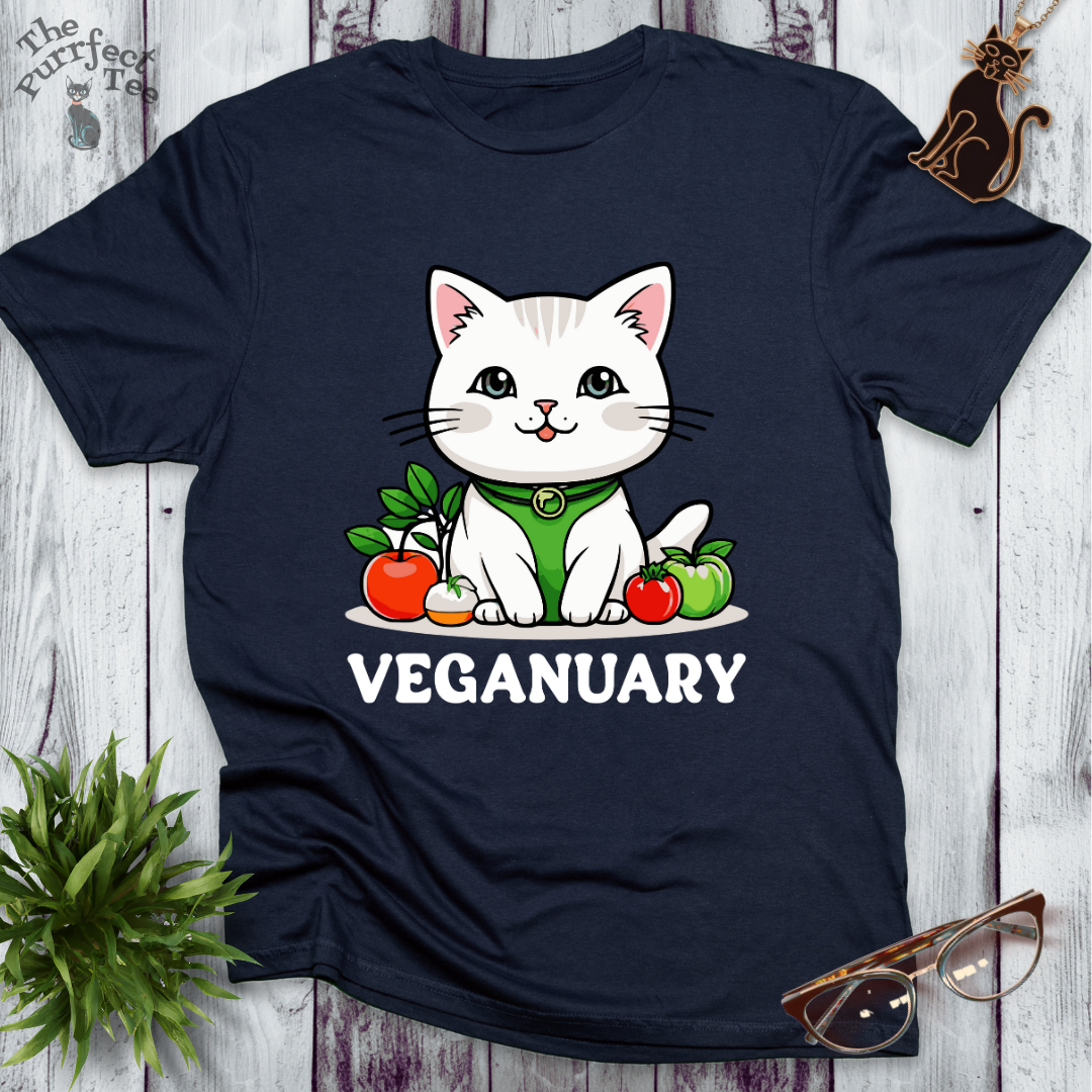 Veganuary white cat