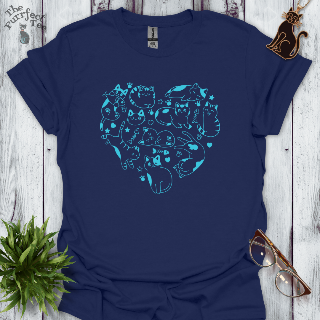 Cats making a heart blue
