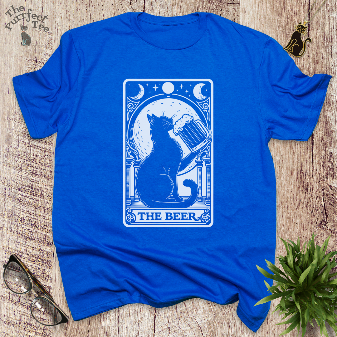 Tarot card beer cat t-shirt