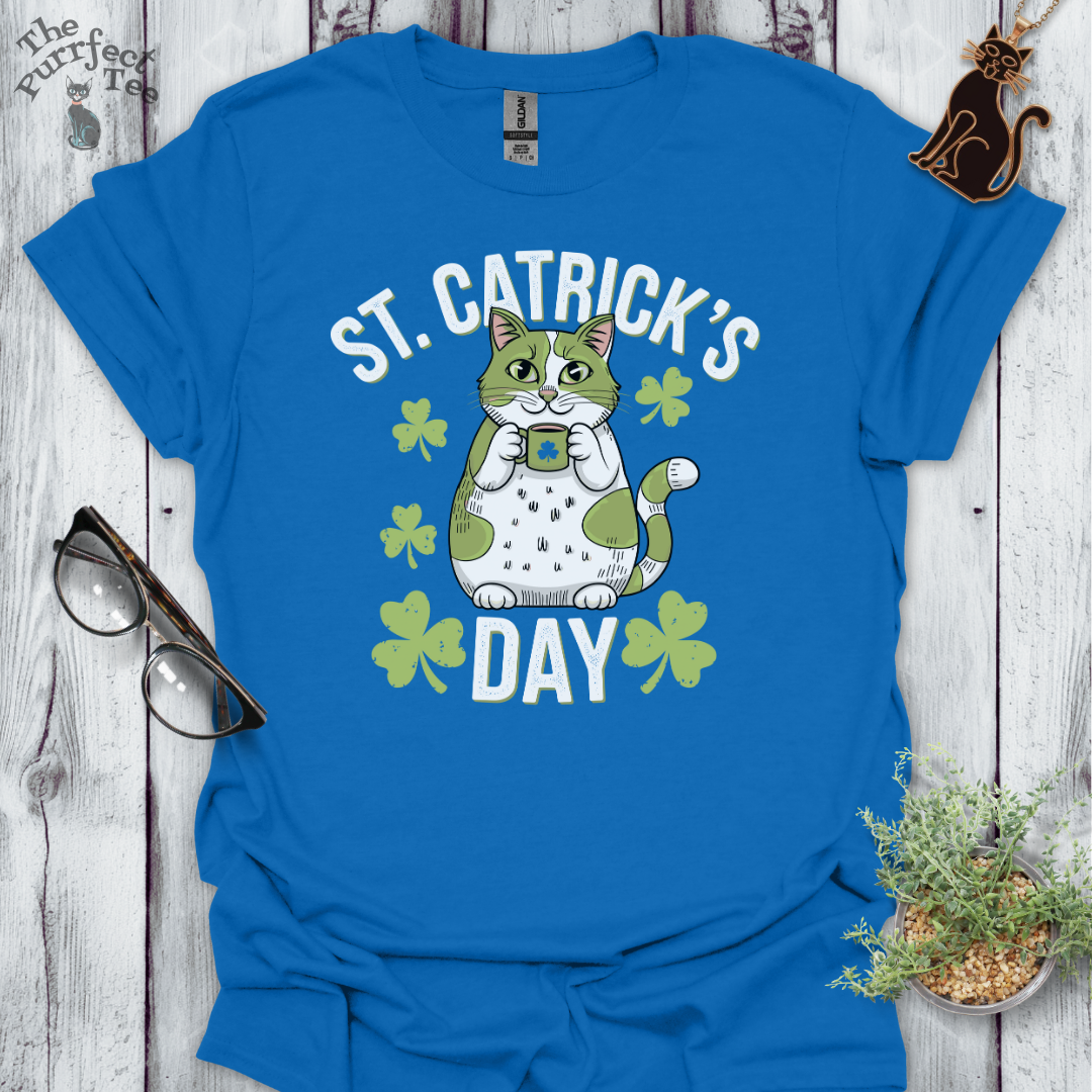 St Catrick's Day with mug cat t-shirt