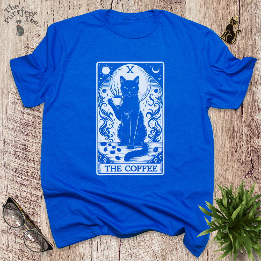 Tarot card coffee cat t-shirt