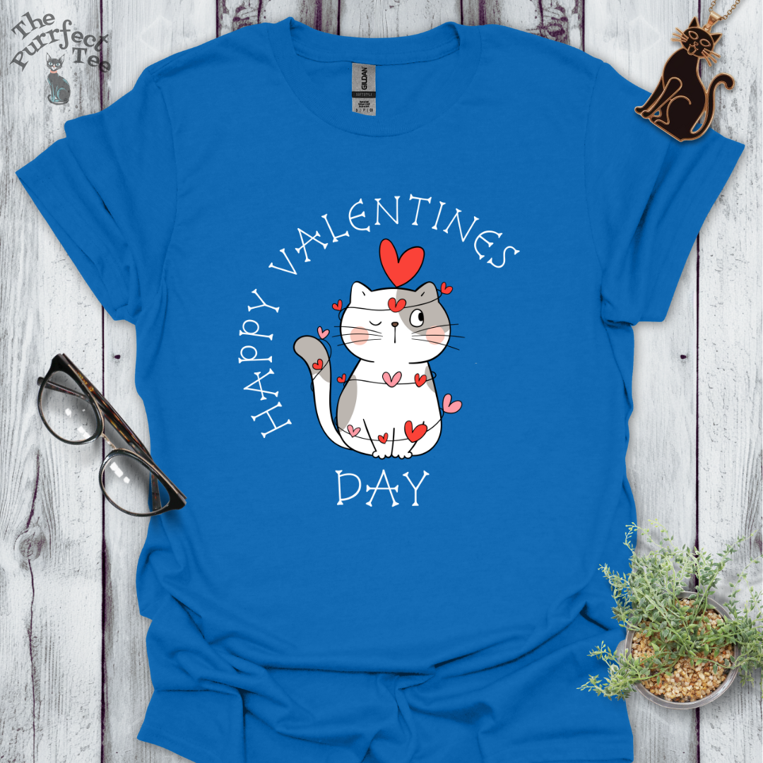 Happy Valentine's Day cat with heart