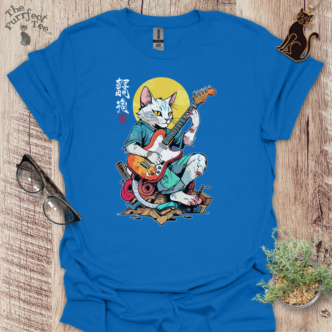 Cat playing guitar 1 t-shirt