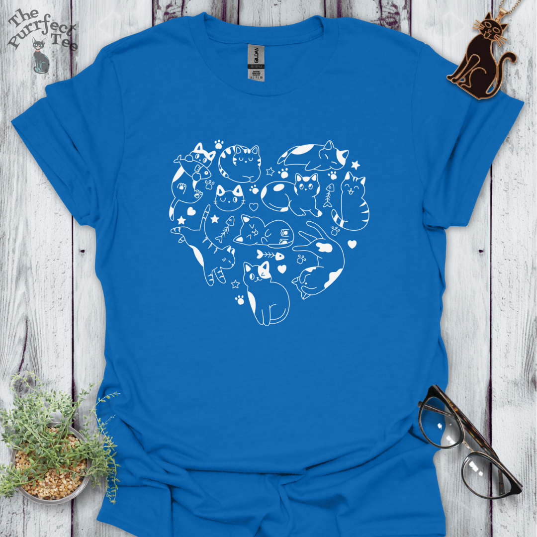 Cats making a heart white/black