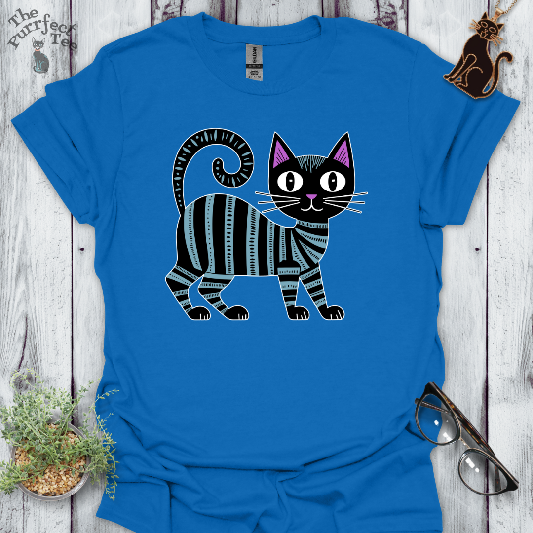 Folk cat striped blue