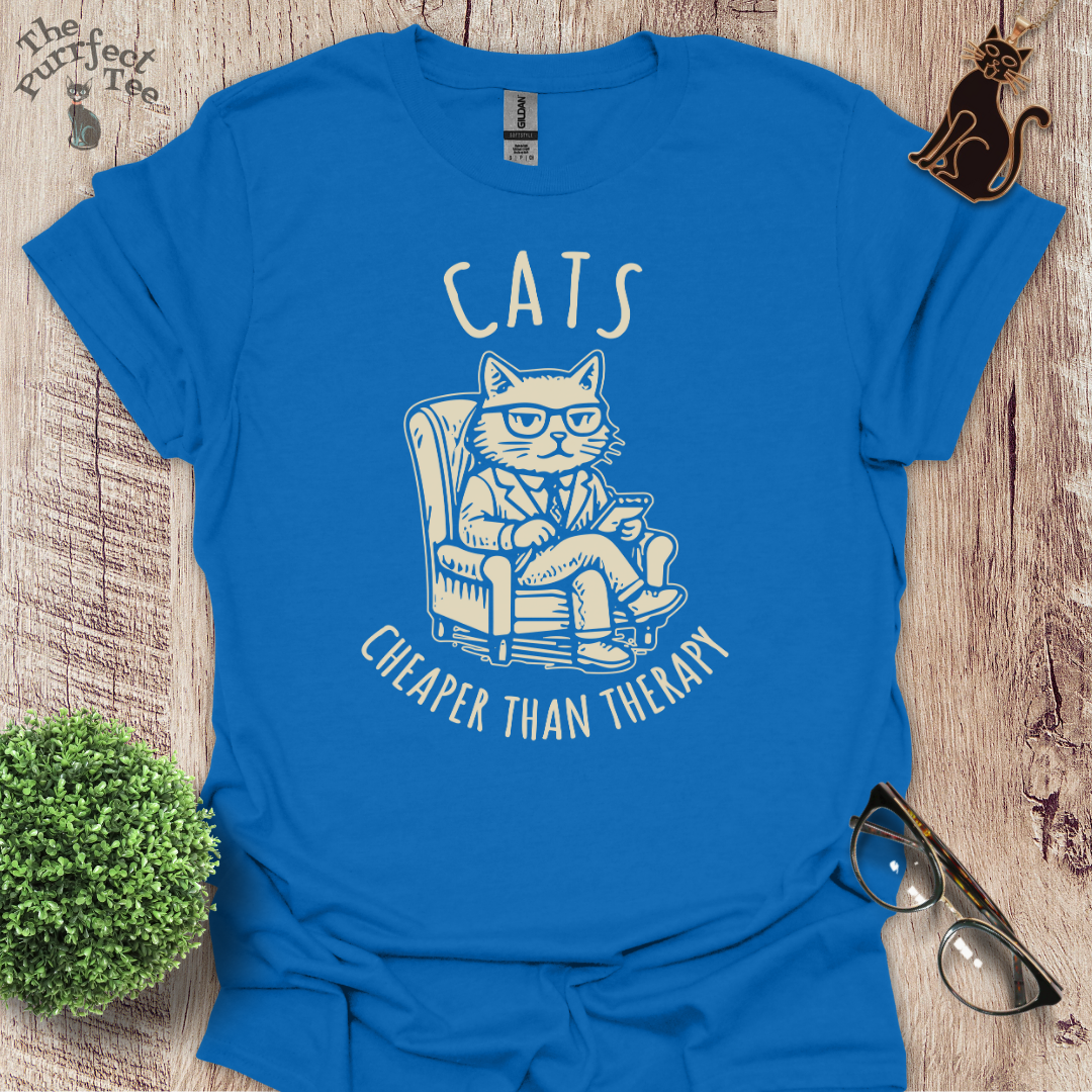 Cats cheaper than therapy cat t-shirt