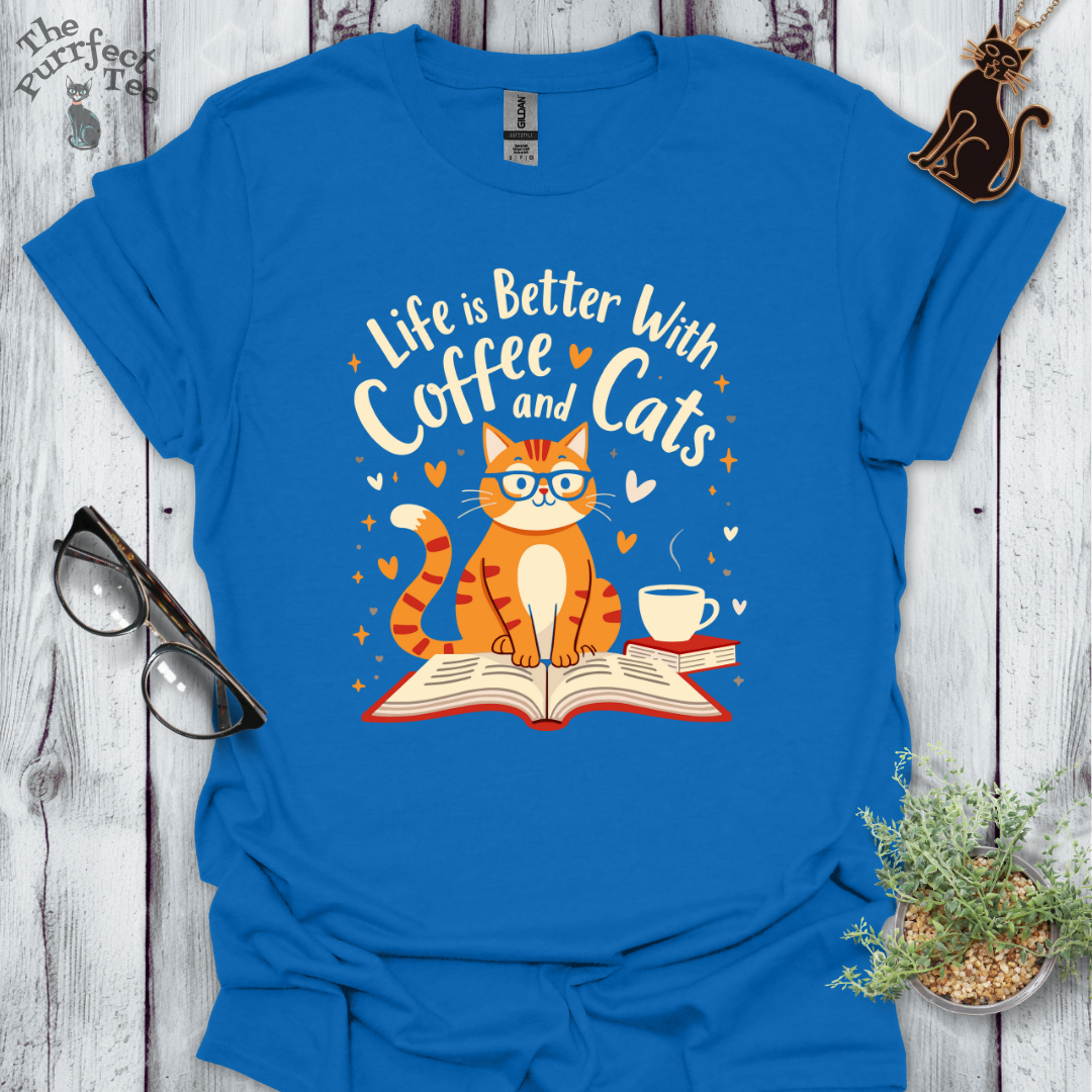 Life is better with books coffee and cats - ginger cat