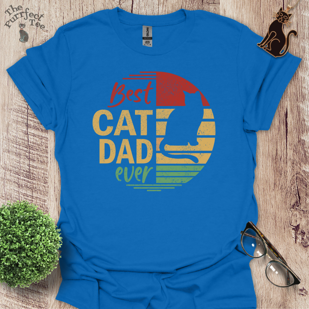 Best cat dad ever colour circle cat t-shirt