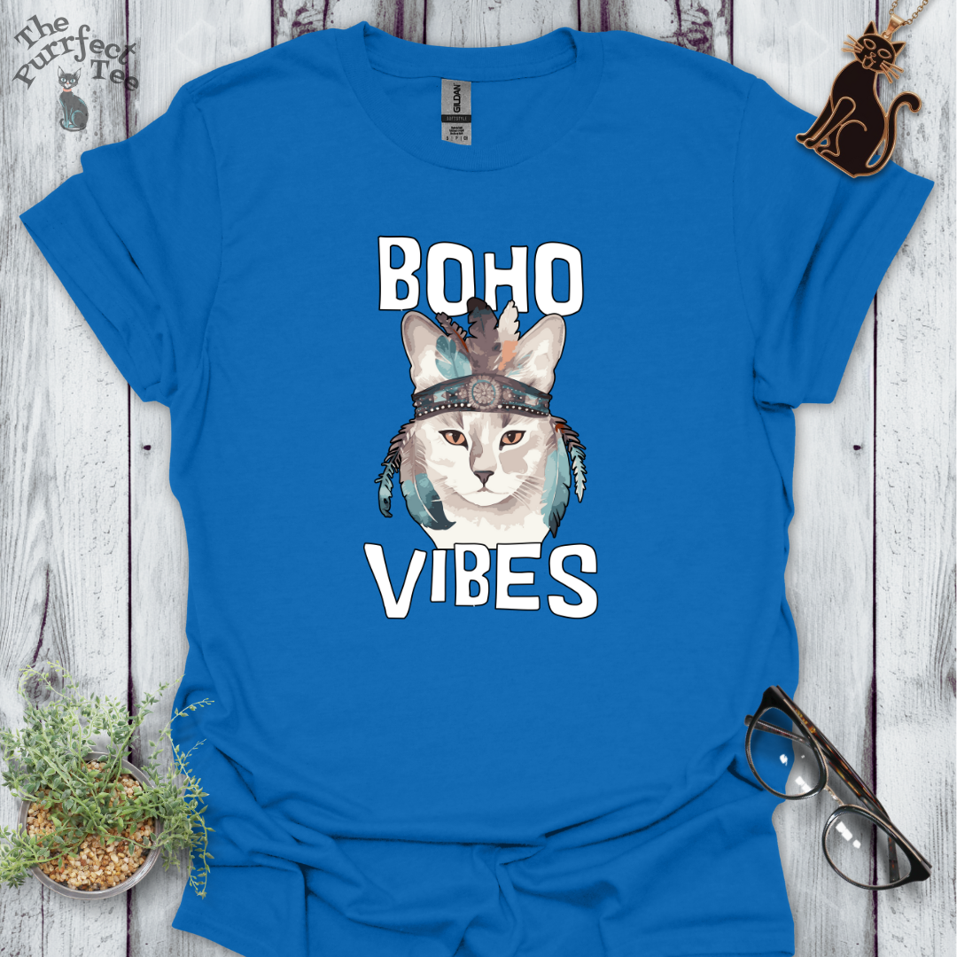 Boho vibes headband cat t-shirt