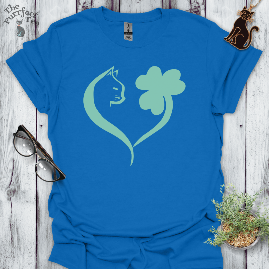 Cat shamrock heart t-shirt
