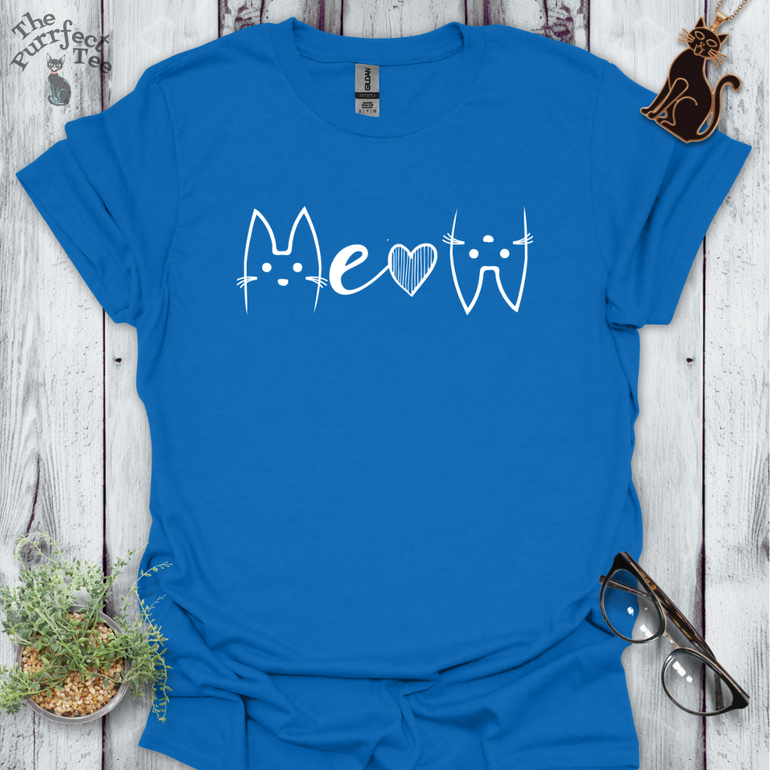 Meow white/black cat t-shirt