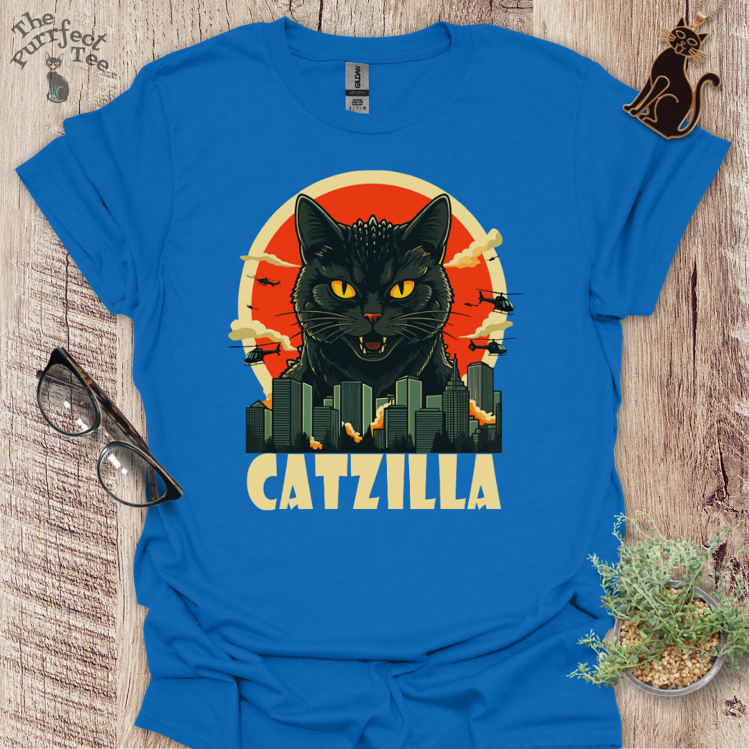 Catzilla black cat t-shirt