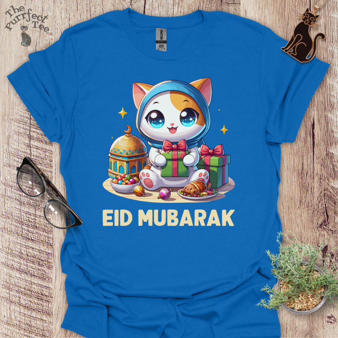 Eid Mubarak girl cat t-shirt