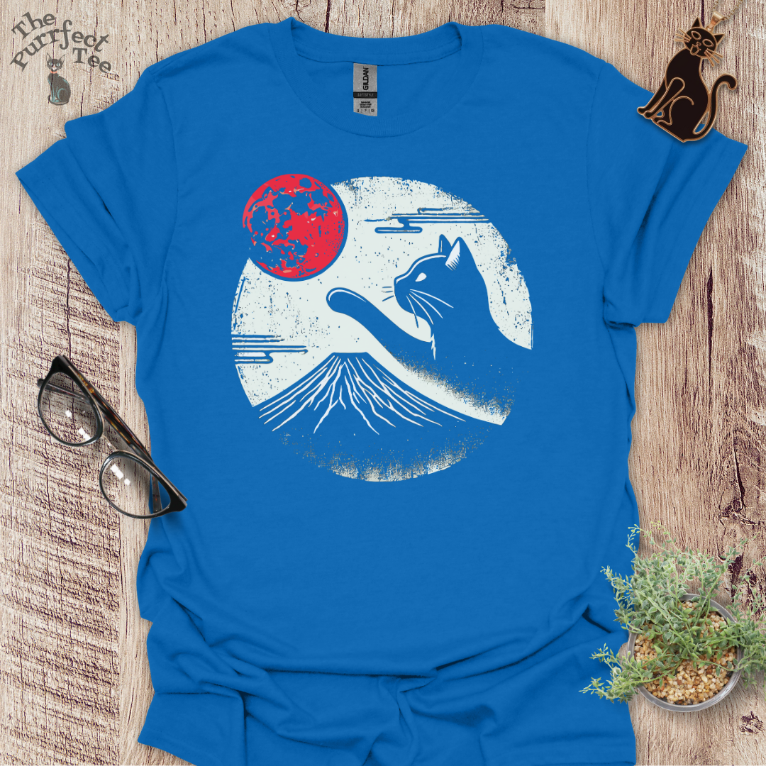 Red moon and black cat t-shirt